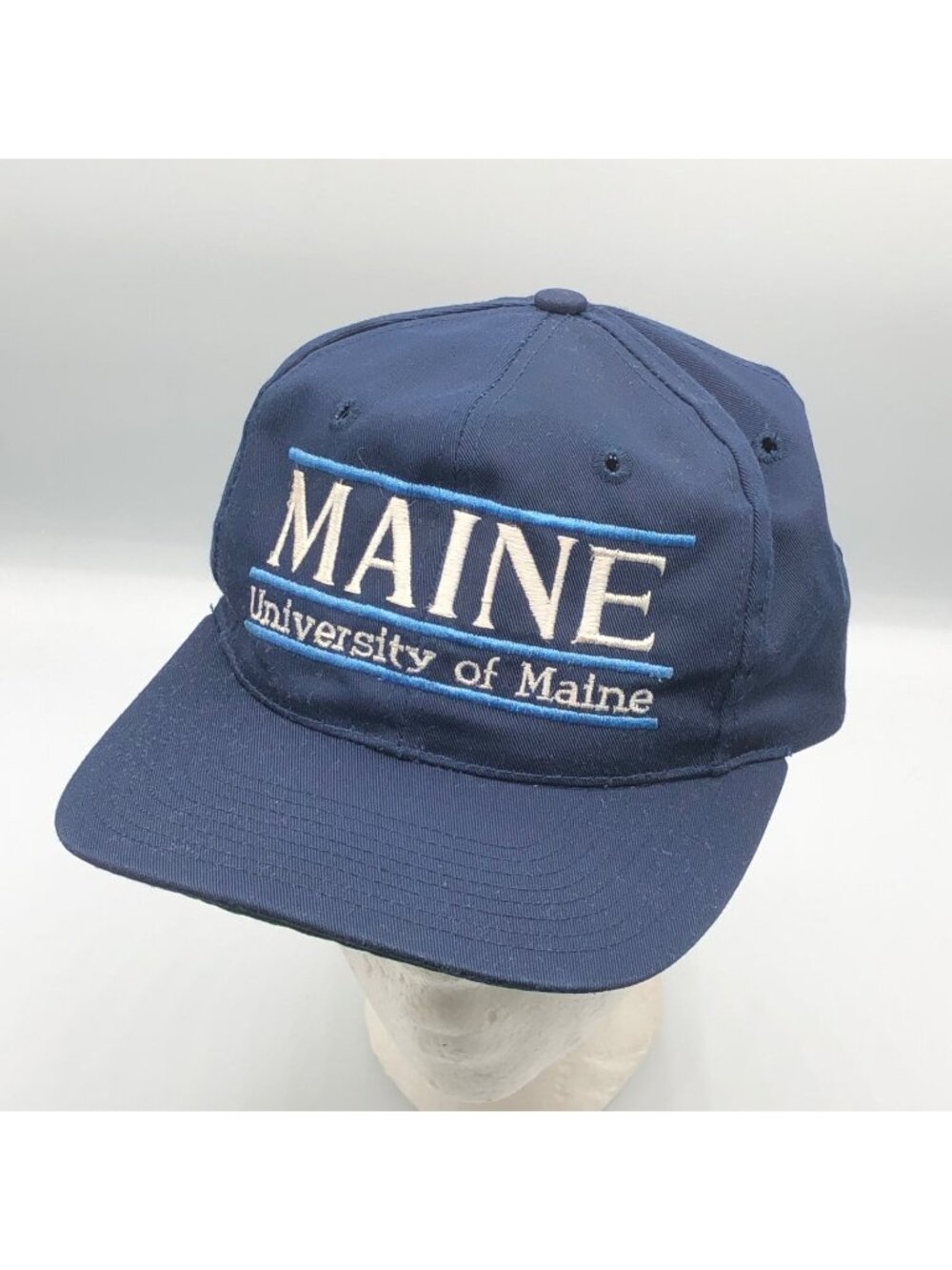 Vintage University Maine Black Bears The Game Split Bar Snapback Blue Hat